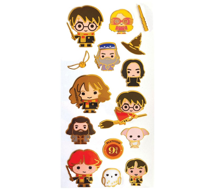 Playhouse Harry Potter Chibi Characters Shiny Foil Enamel Effect Sticker Sheet - 1 Pack - Image 1